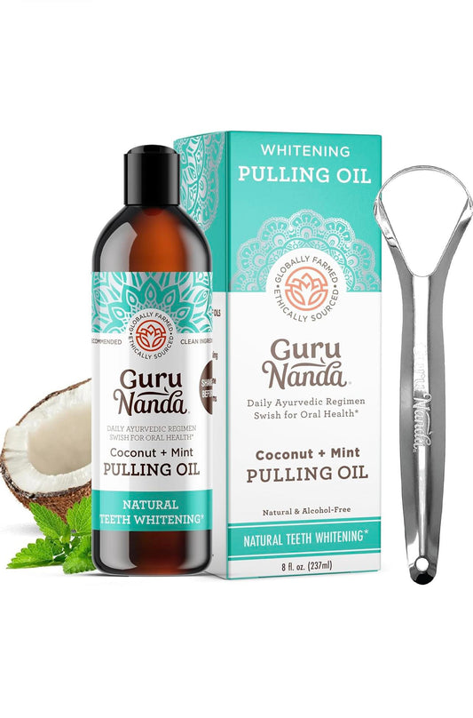 Guru Nanda Oil Teeth Whitening Supports Healthy Gums & Fresh Breath (Coconut Oil Mouthwash)